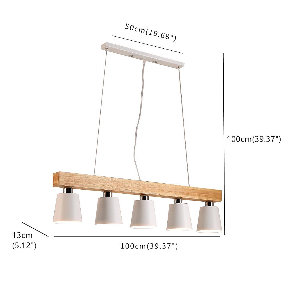 Linear Wood Chandelier 5-Light Island Kitchen Dining Room Pendant