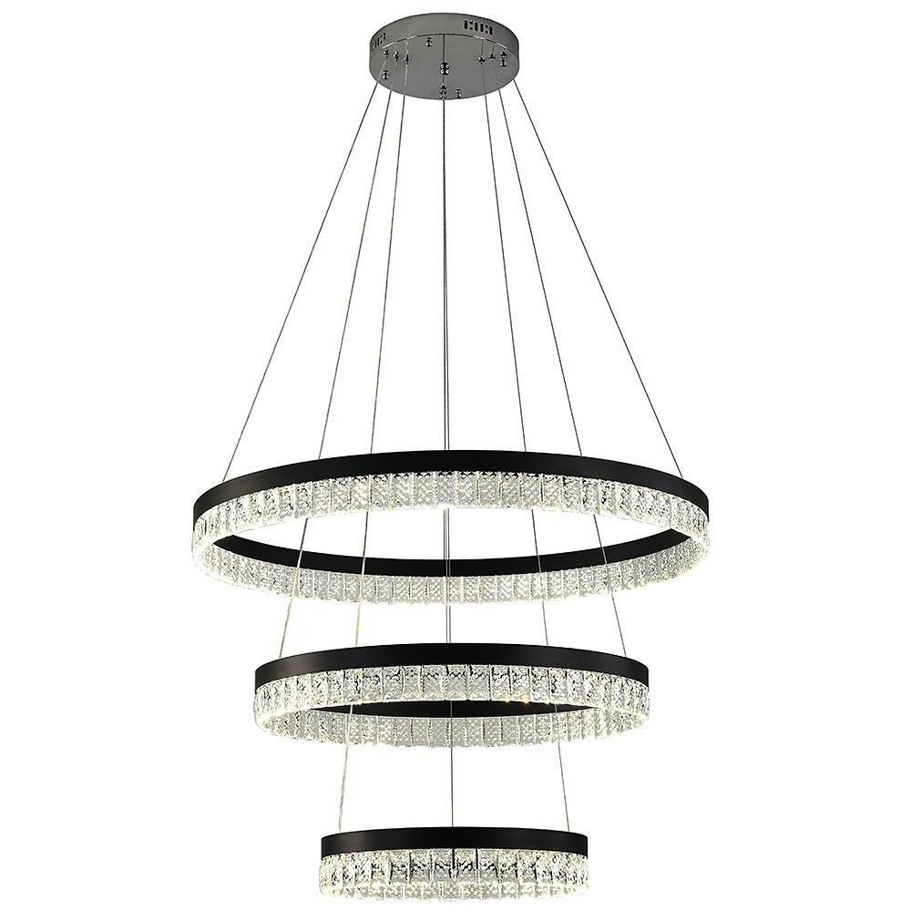 3-Tier Crystal Chandelier LED Modern Circular Pendant Light