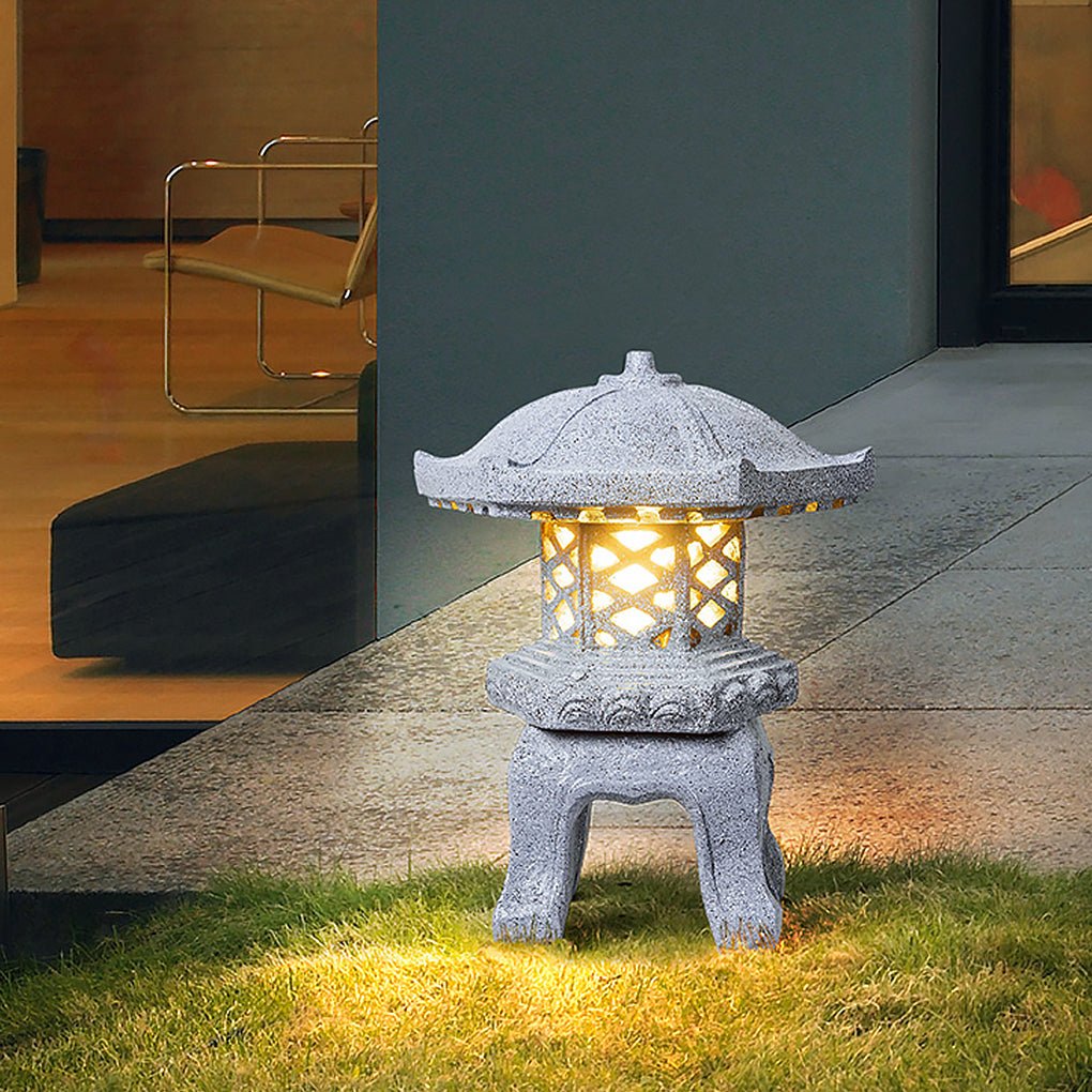 Rustic Stone-Effect Tower Outdoor Landscape Light