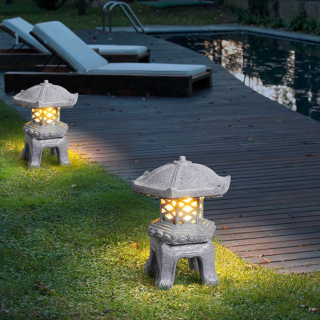 Rustic Stone-Effect Tower Outdoor Landscape Light