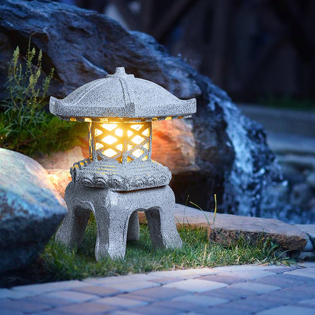 Rustic Stone-Effect Tower Outdoor Landscape Light