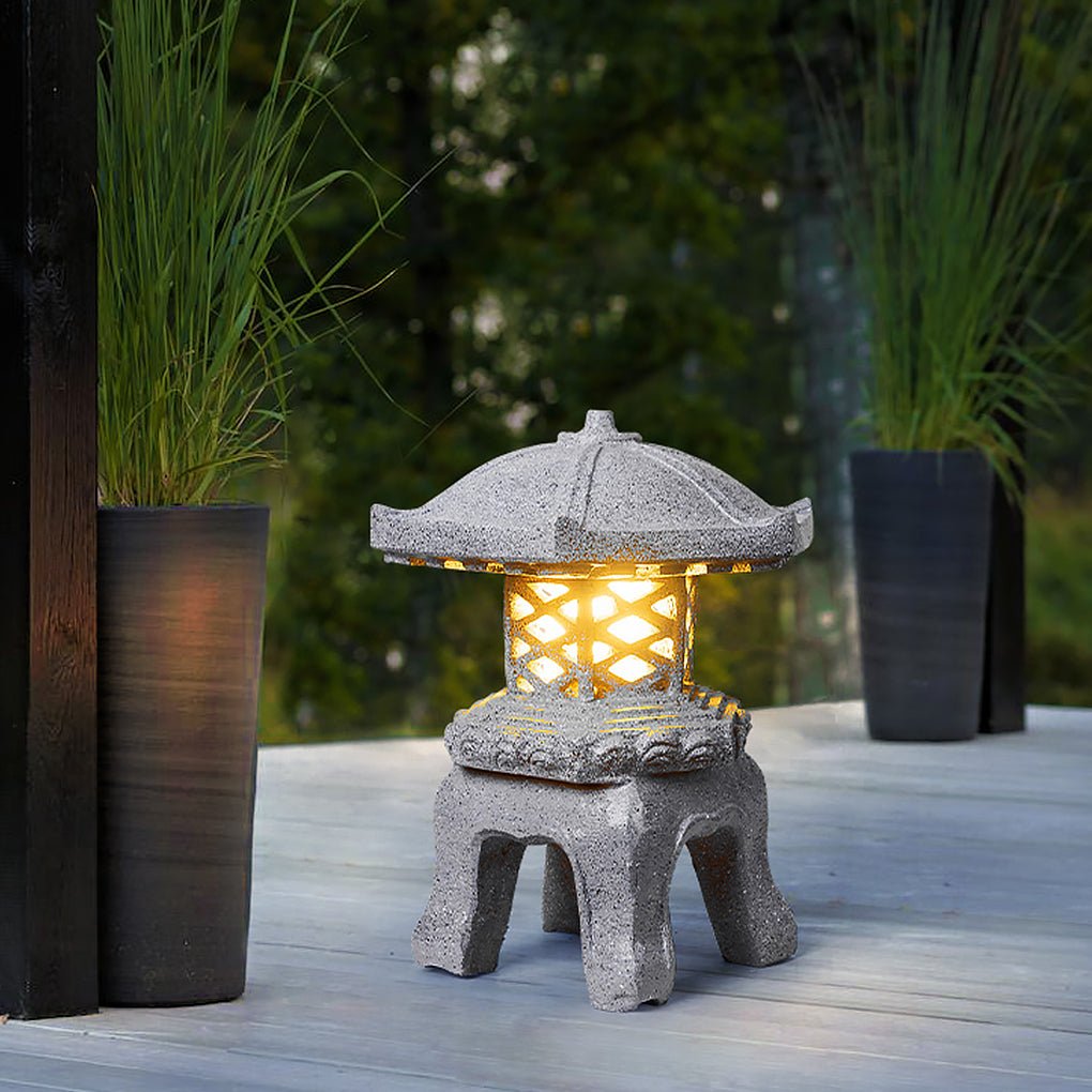 Rustic Stone-Effect Tower Outdoor Landscape Light