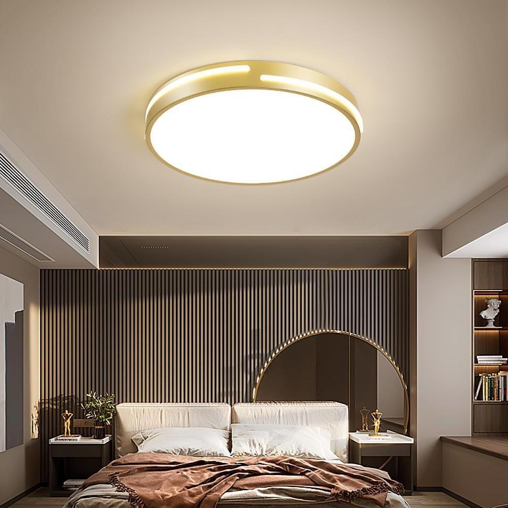 Minimalist Round Dimmable LED Flush Mount Ceiling Light - Gold