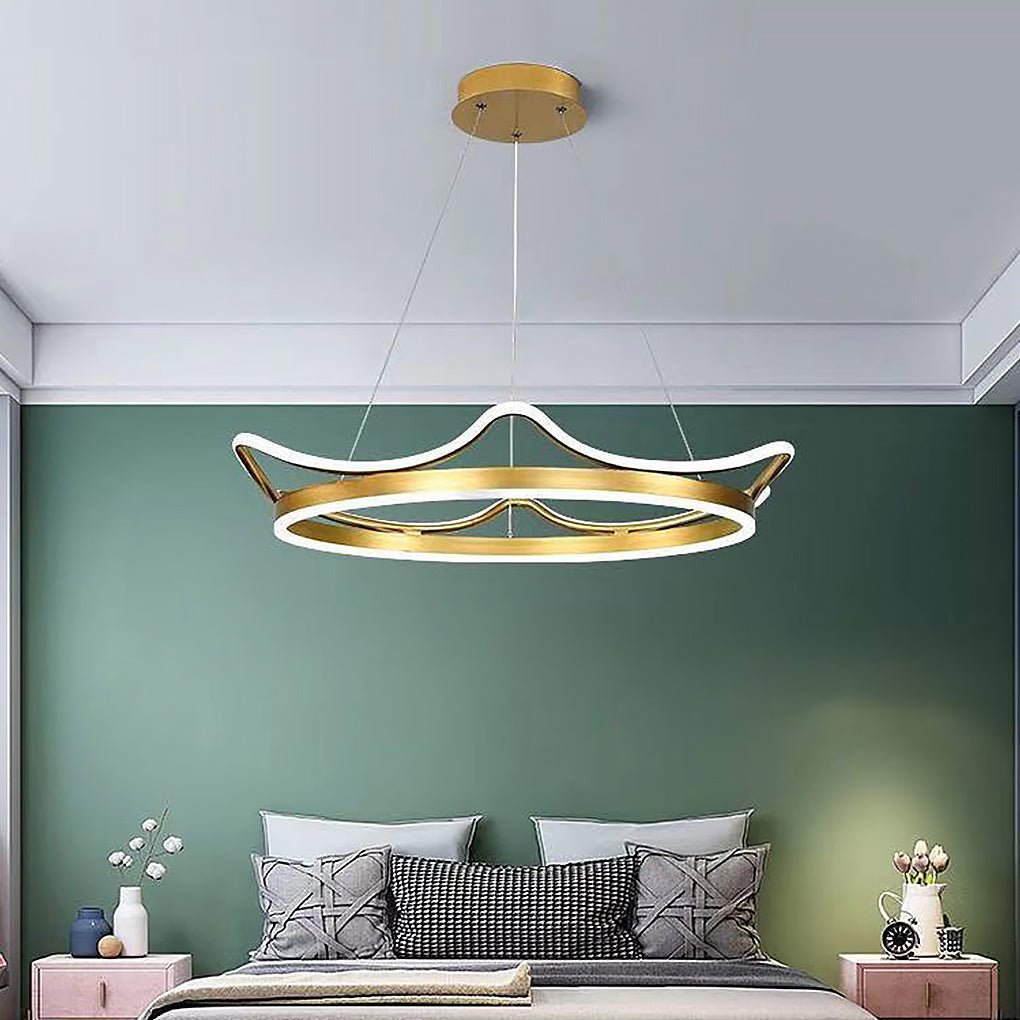 Modern Crown Chandelier Dimmable LED Ceiling Light with Remote