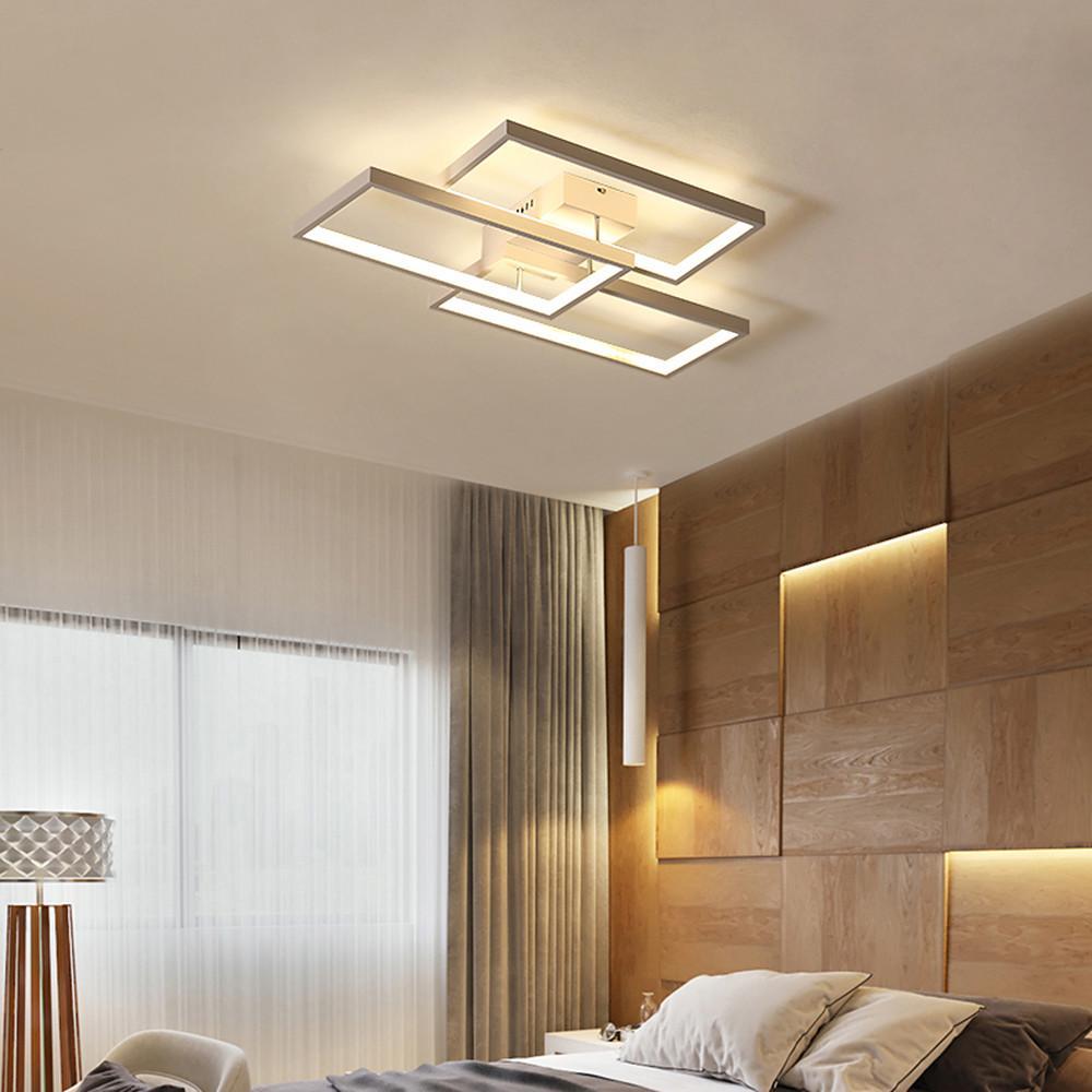 Geometric Rectangle LED Flush Mount Ceiling Light - Modern Metal