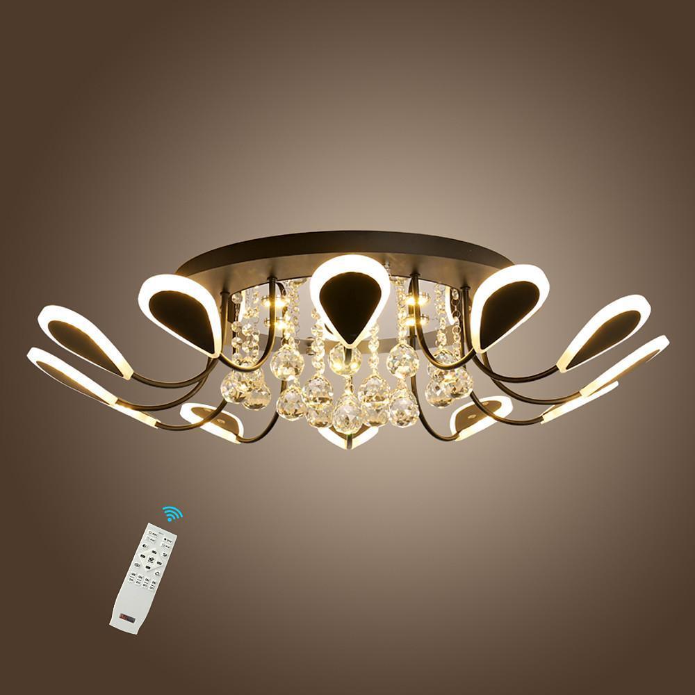 Flower Shaped Dimmable LED Crystal Flush Mount Ceiling Light
