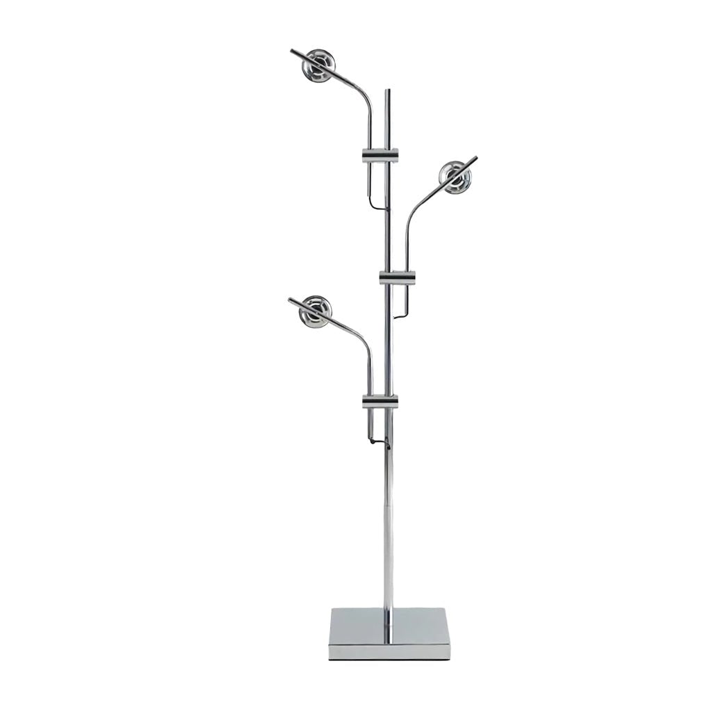 Multi-Angle Chrome Floor Lamp with Glass Shades