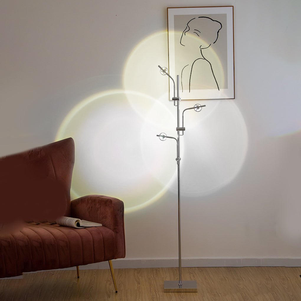 Multi-Angle Chrome Floor Lamp with Glass Shades