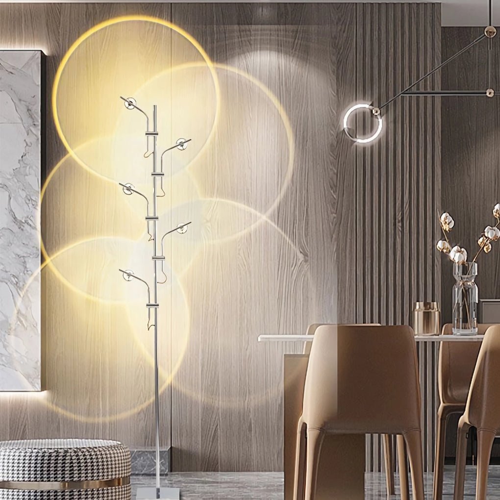 Multi-Angle Chrome Floor Lamp with Glass Shades