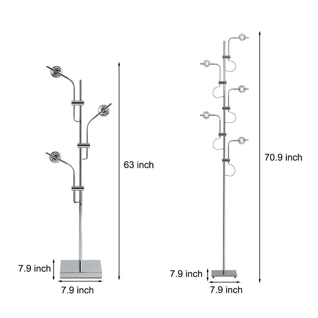 Multi-Angle Chrome Floor Lamp with Glass Shades