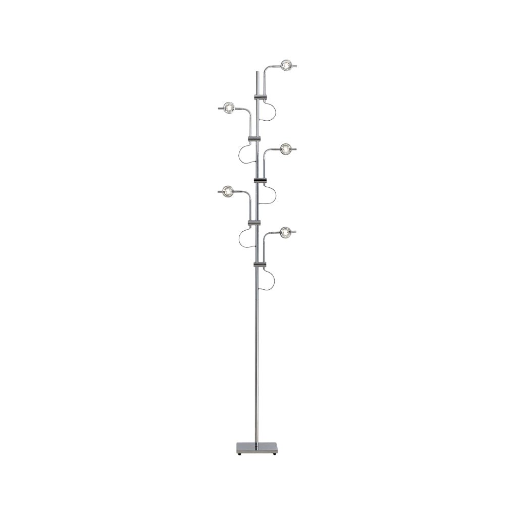 Multi-Angle Chrome Floor Lamp with Glass Shades