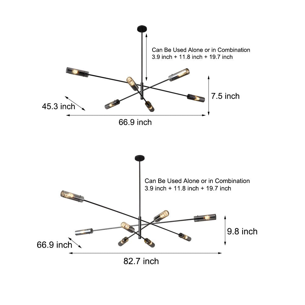 Industrial Sputnik Chandelier - Linear Copper Pendant Light