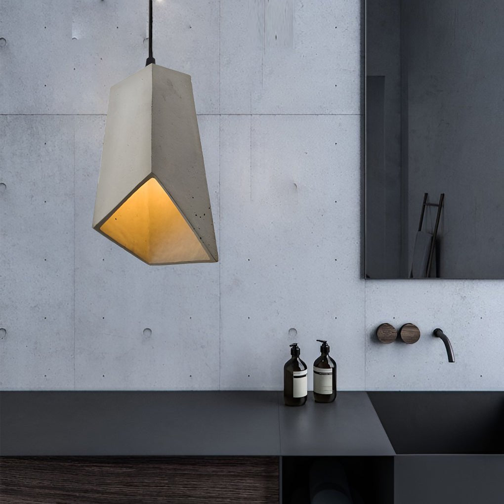 Industrial Cement Pendant Light with Geometric Design
