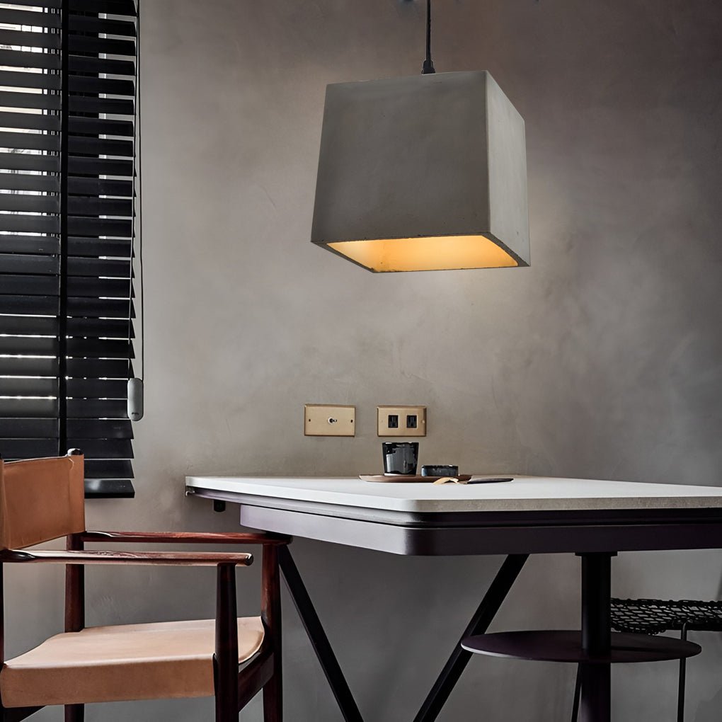 Industrial Cement Pendant Light with Geometric Design
