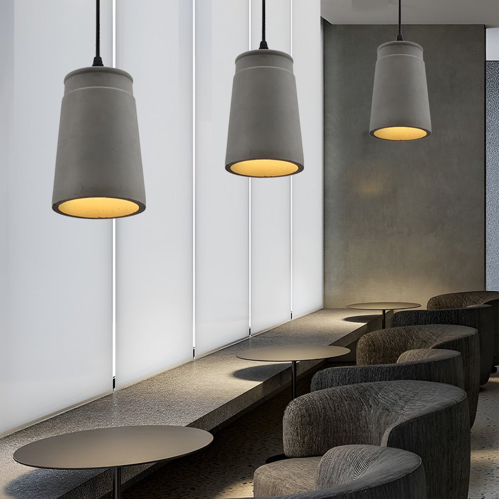Industrial Cement Pendant Light with Geometric Design