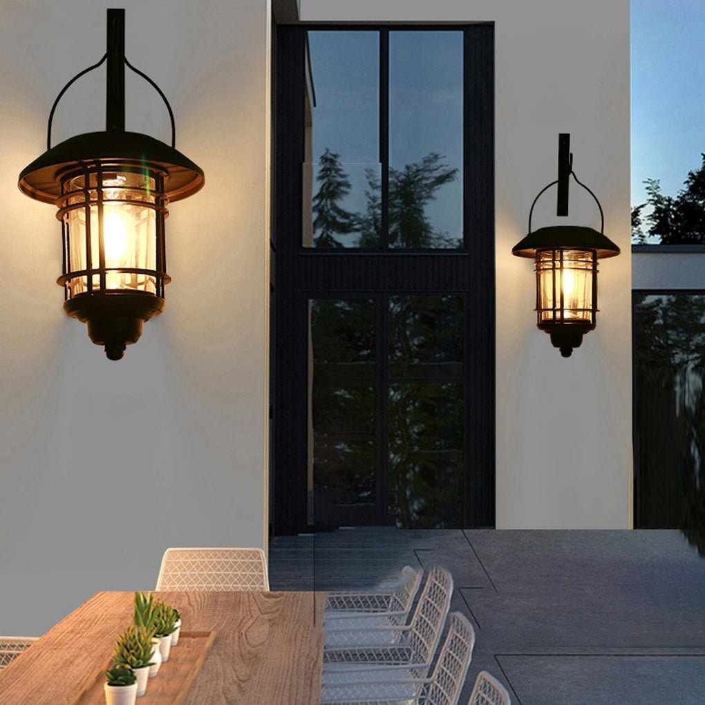 Solar Outdoor Wall Light Industrial Die-Cast Aluminum Glass LED