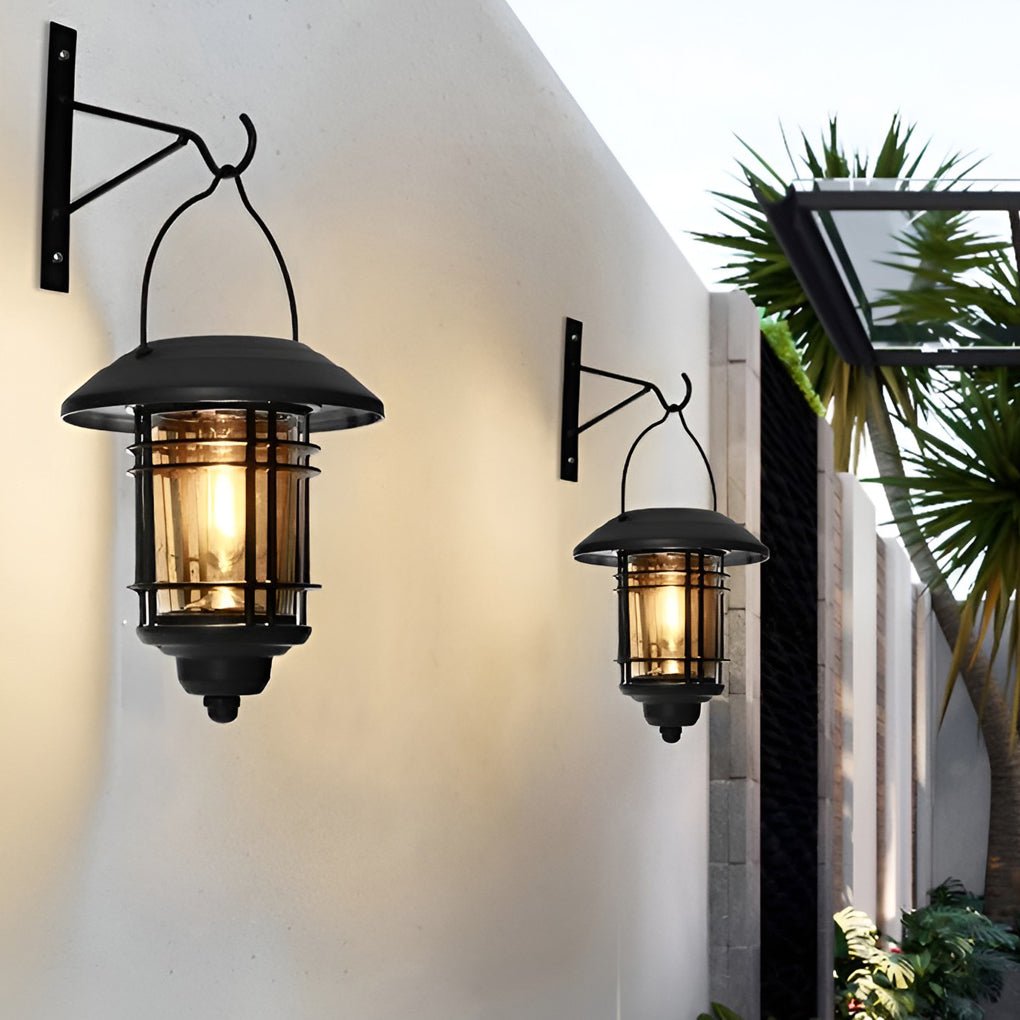 Solar Outdoor Wall Light Industrial Die-Cast Aluminum Glass LED