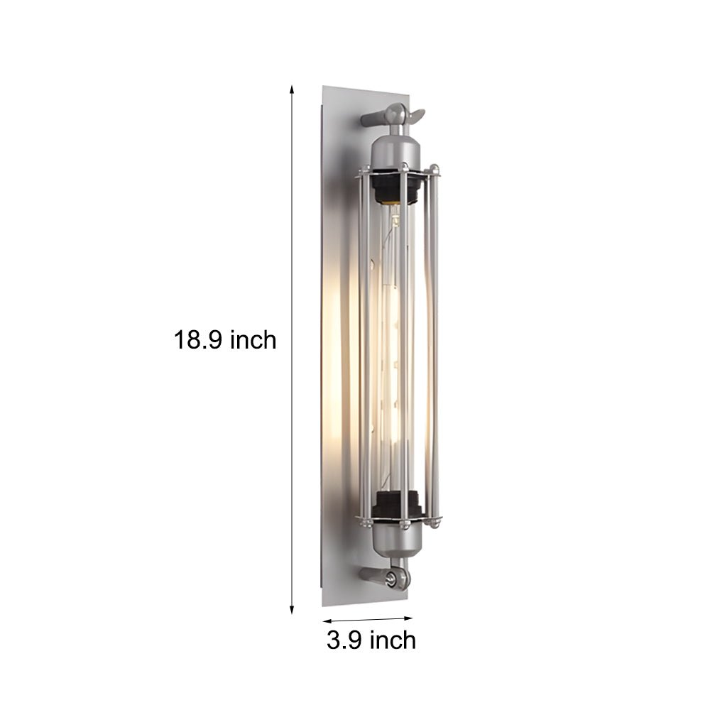 Industrial Flute Iron Wall Lamp - Chrome Finish with Glass Shade