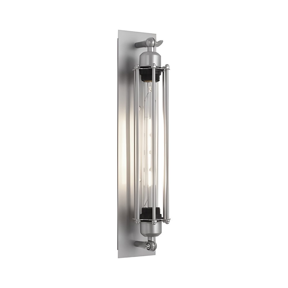 Industrial Flute Iron Wall Lamp - Chrome Finish with Glass Shade