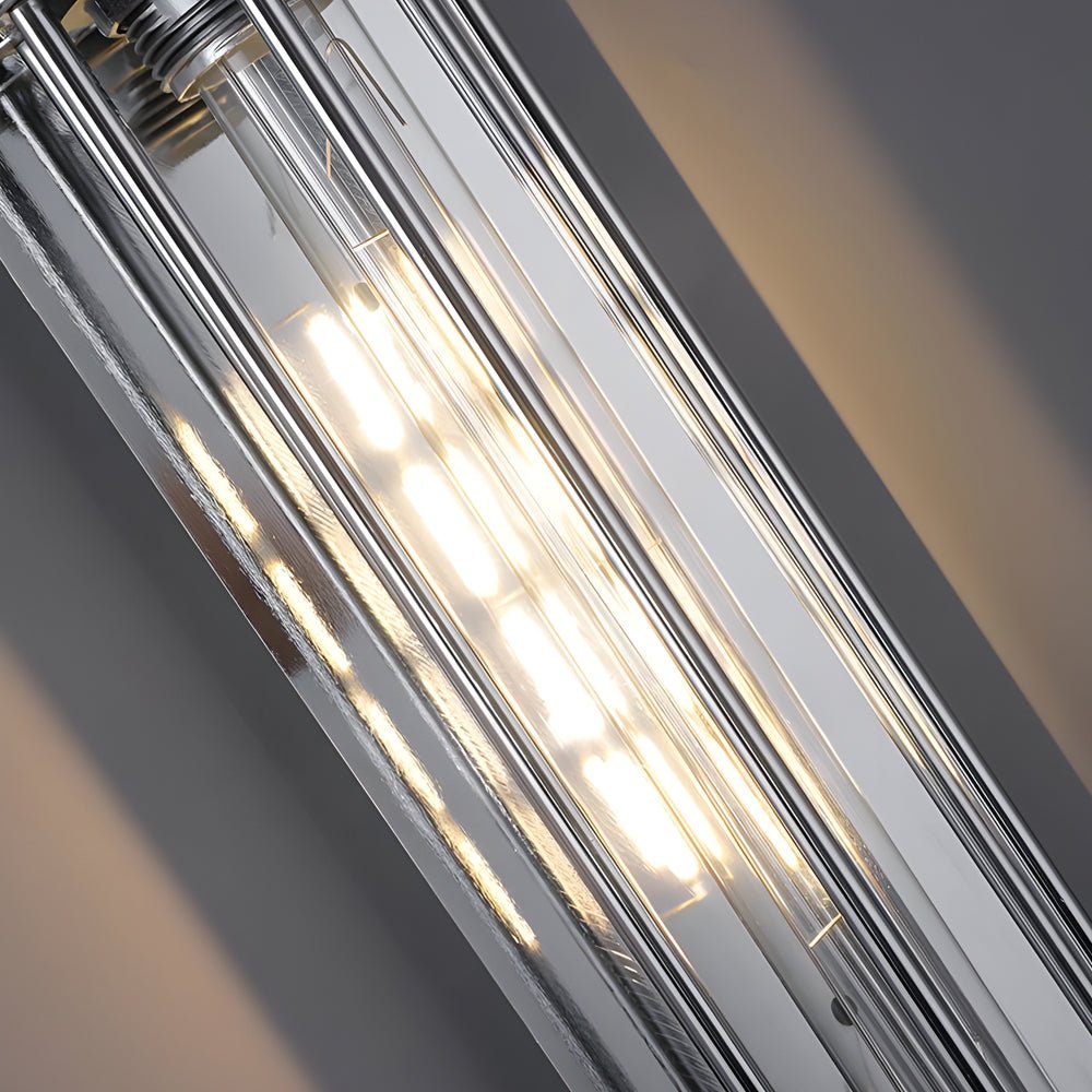 Industrial Flute Iron Wall Lamp - Chrome Finish with Glass Shade