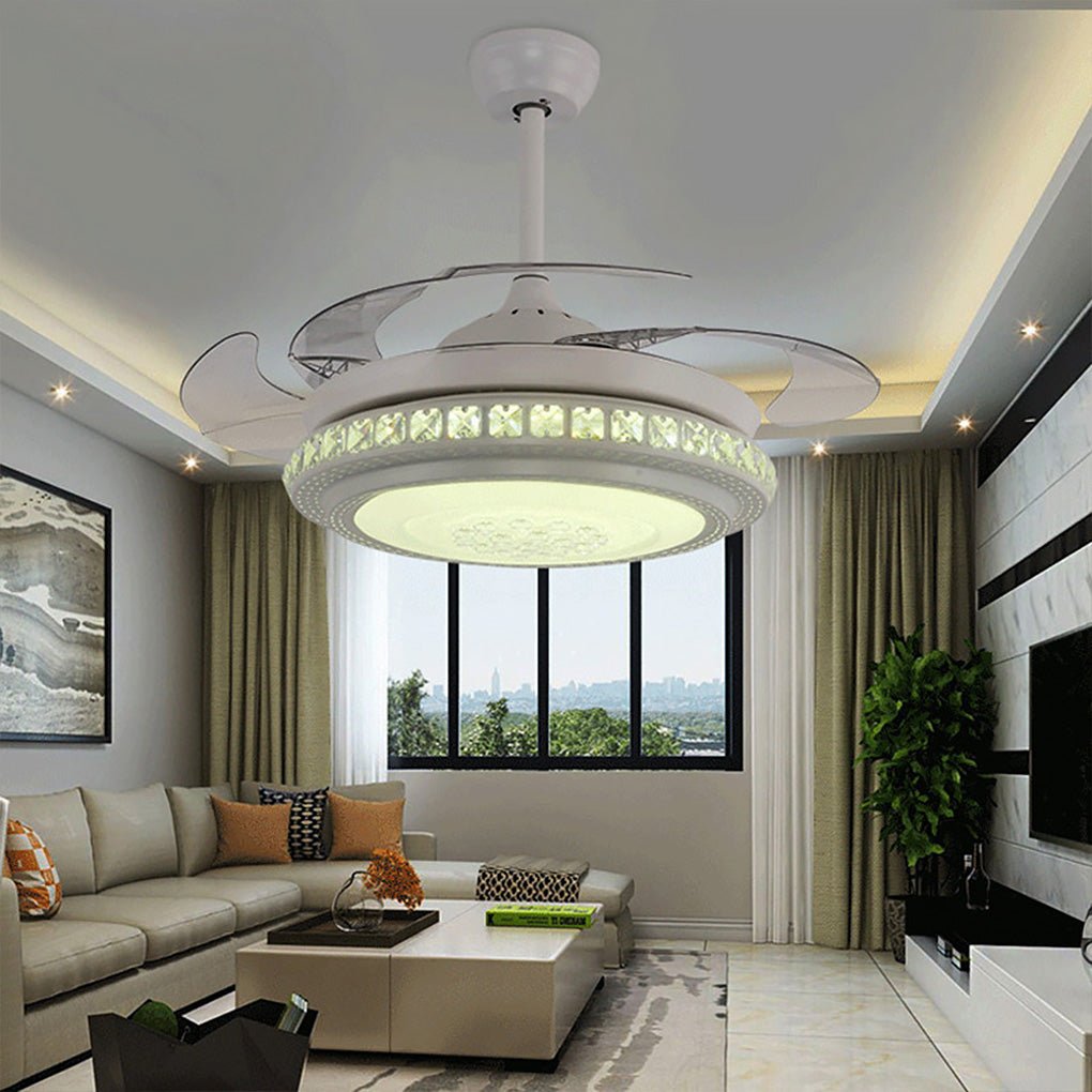 Modern LED Invisible Ceiling Fan Chandelier with Remote Control