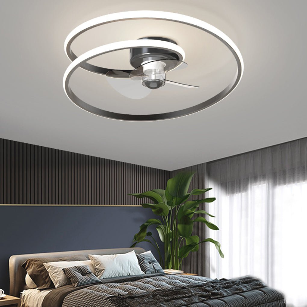 Modern LED Ceiling Fan Light with Remote Control & Stepless Dimming