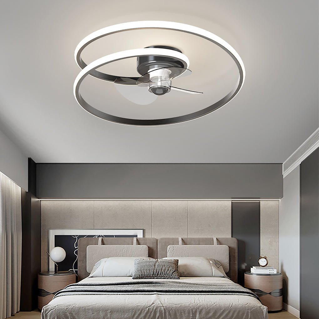 Modern LED Ceiling Fan Light with Remote Control & Stepless Dimming