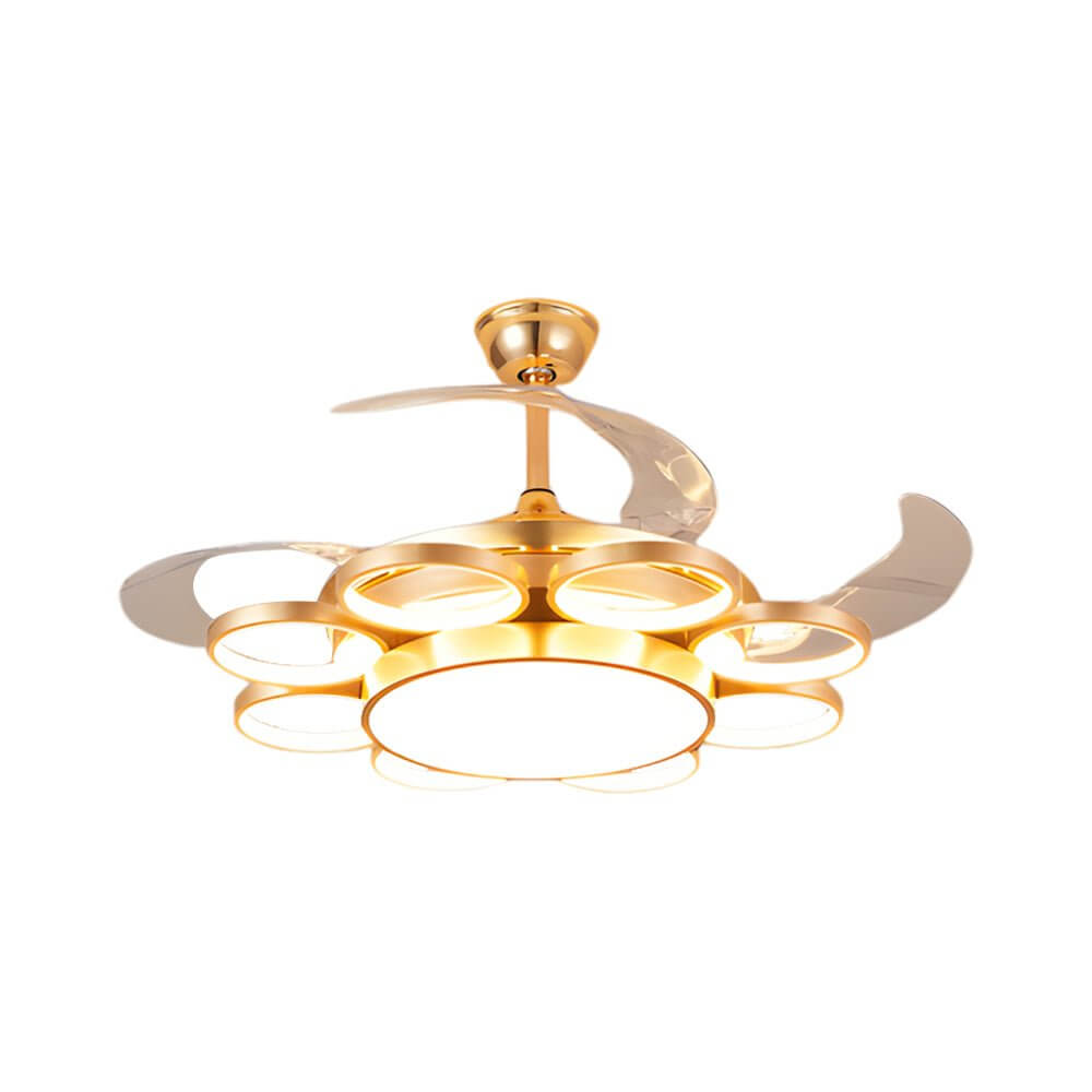 Retractable LED Ceiling Fan Chandelier with Remote Control