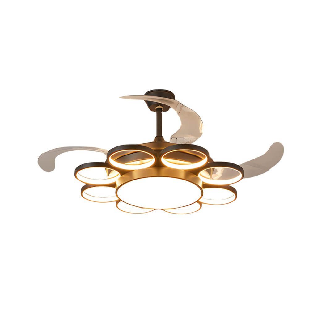 Retractable LED Ceiling Fan Chandelier with Remote Control