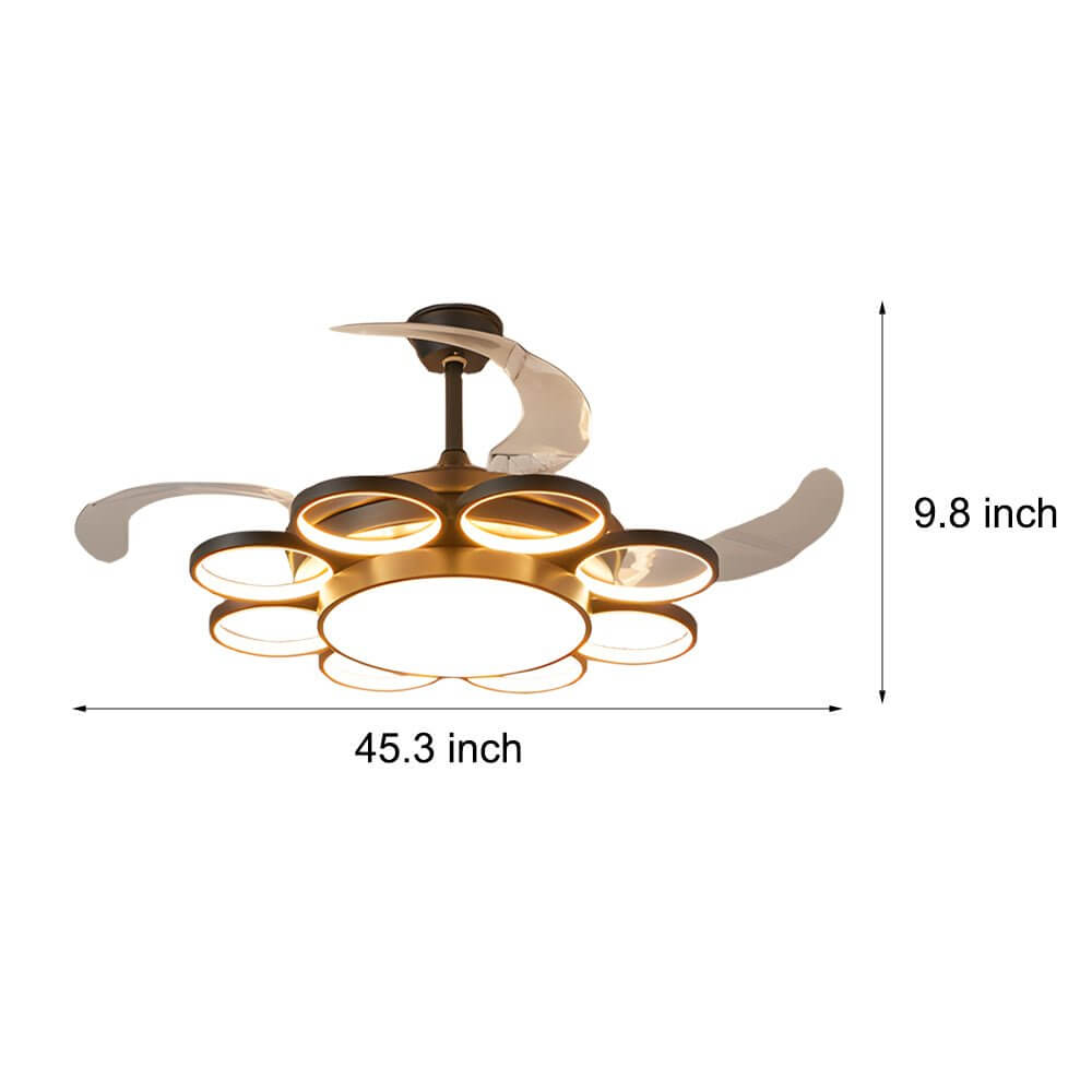 Retractable LED Ceiling Fan Chandelier with Remote Control