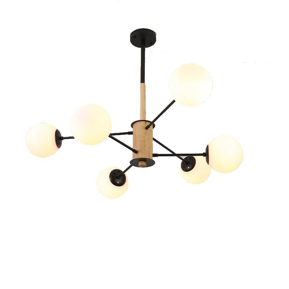Modern 6-Light Sputnik Chandelier with Glass Globes