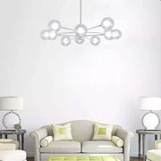 10-Light Glass Globe Chandelier Contemporary Sputnik Design White