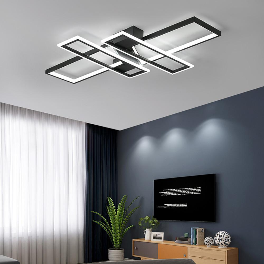 Modern 4-Rectangle LED Flush Mount Ceiling Light in Black