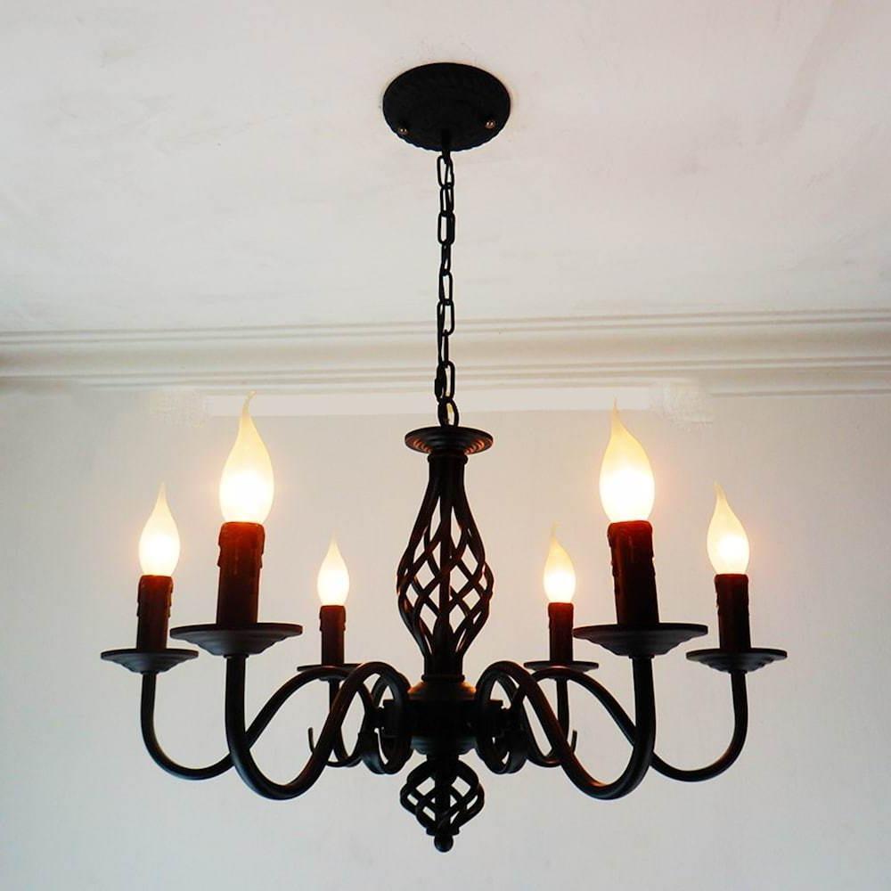 6-Light Candle Pendant Chandelier Modern Metal Fixture
