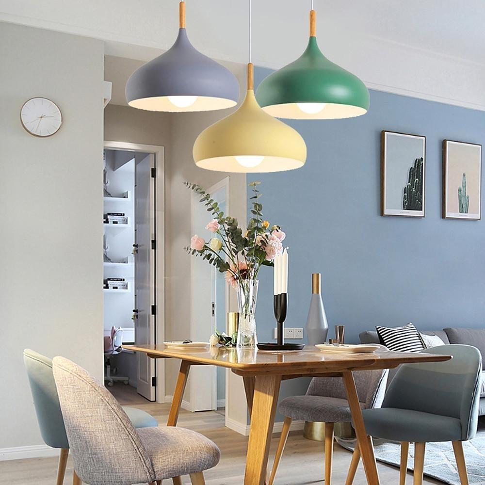 Retro Cone Pendant Light Metal Wood Kitchen Island Lighting