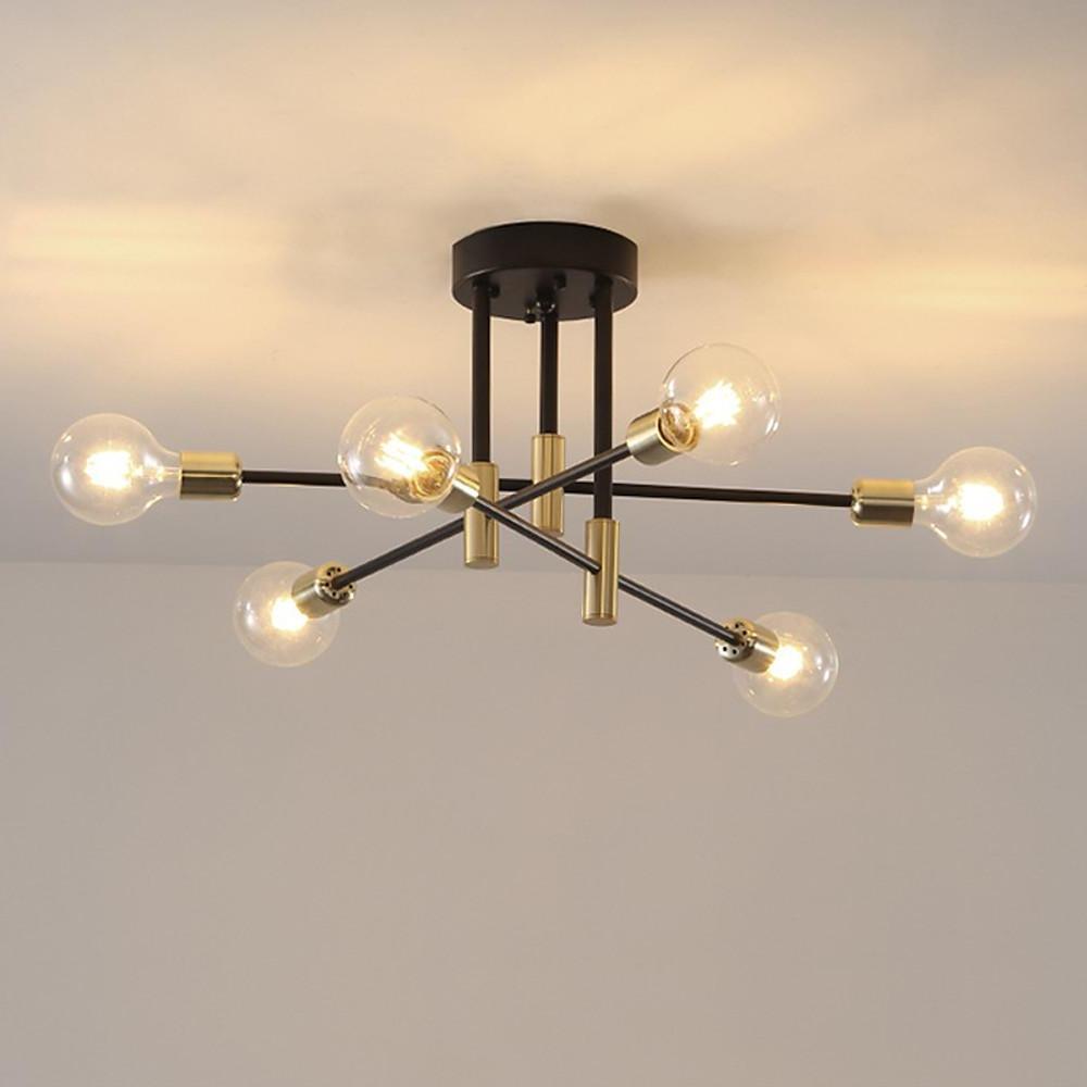 6-Light Sputnik Semi-Flush Mount Ceiling Light with Glass Shades