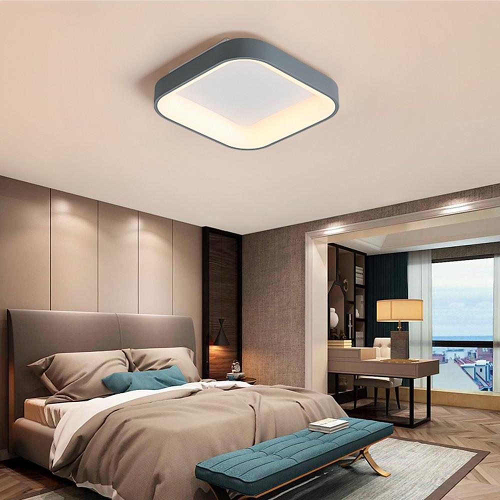 Square Modern LED Flush Mount Ceiling Light – Metal & Acrylic
