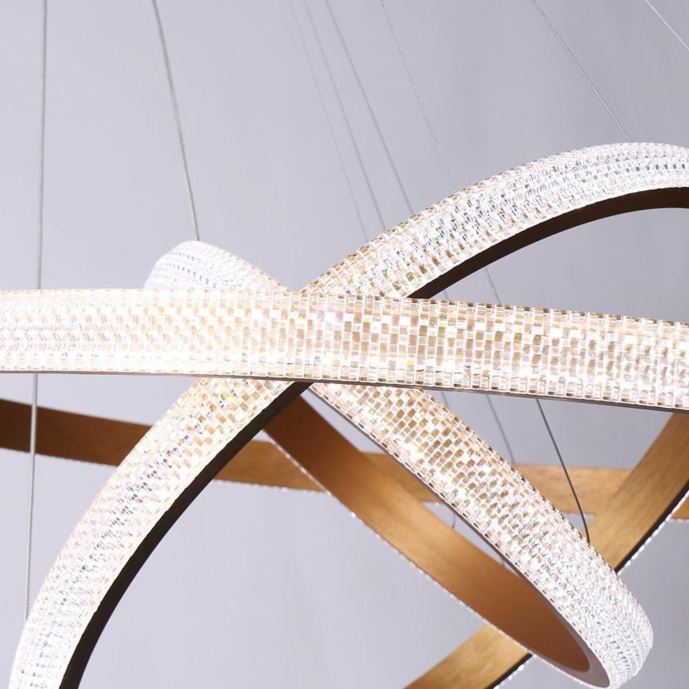 Adjustable 3-Ring LED Chandelier Gold Modern Aluminum Pendant