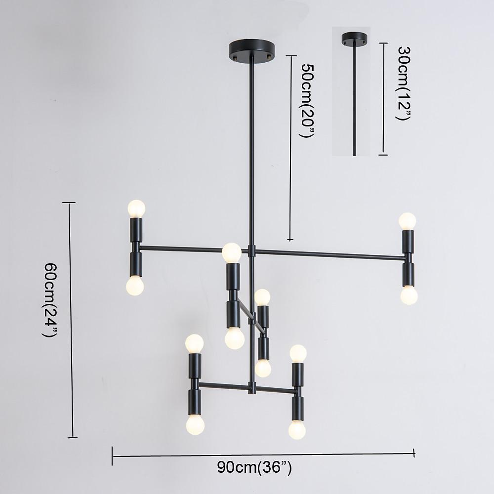 12-Light Adjustable Modern Pendant Light with Electroplated Metal