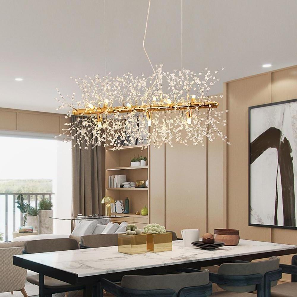 Modern Crystal Branch Pendant Light – Electroplated Metal E26/E27