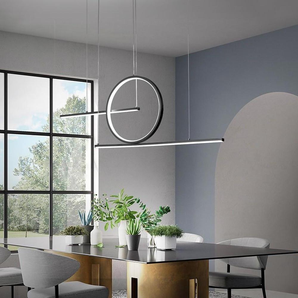 Modern Circular Linear LED Pendant Light Aluminum Dining Room