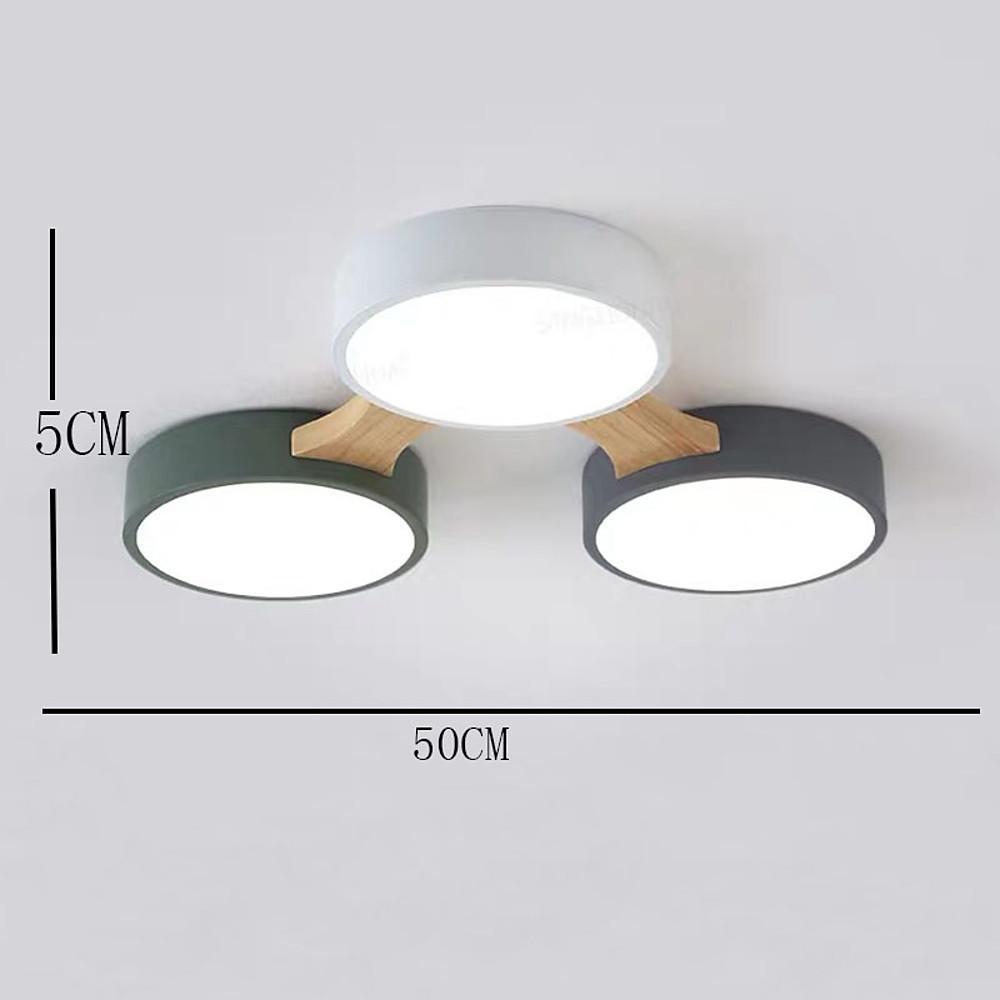 Modern Circular LED Flush Mount Ceiling Light - Wood & PVC
