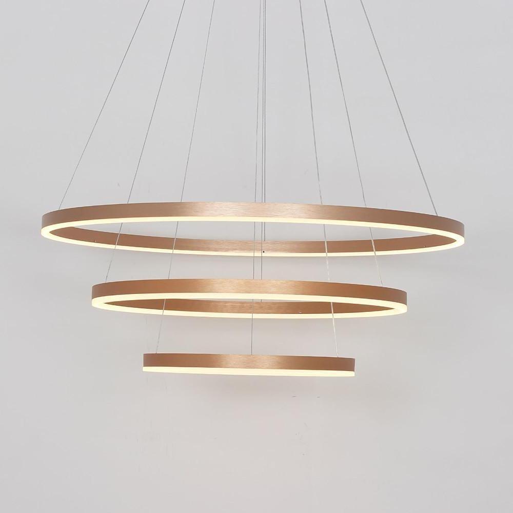 Triple Ring Modern Metal Foyer Chandelier with Dimmable LED