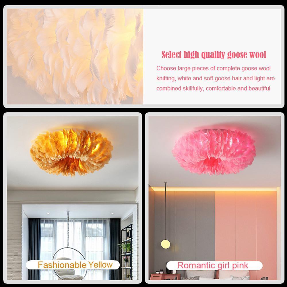 Nordic Feather Flush Mount Ceiling Light - Round LED Chandelier