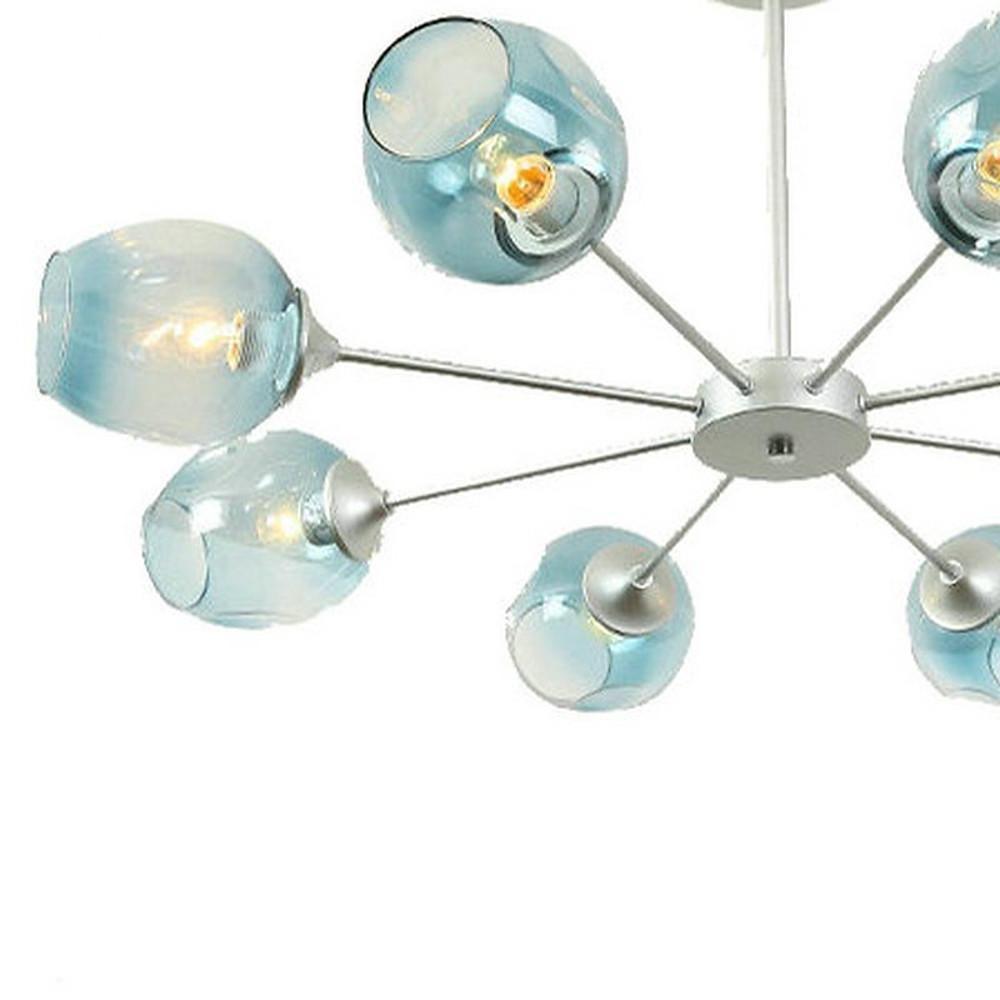 Blue Glass Sputnik Chandelier with 8 Lights - Modern Artistic Design