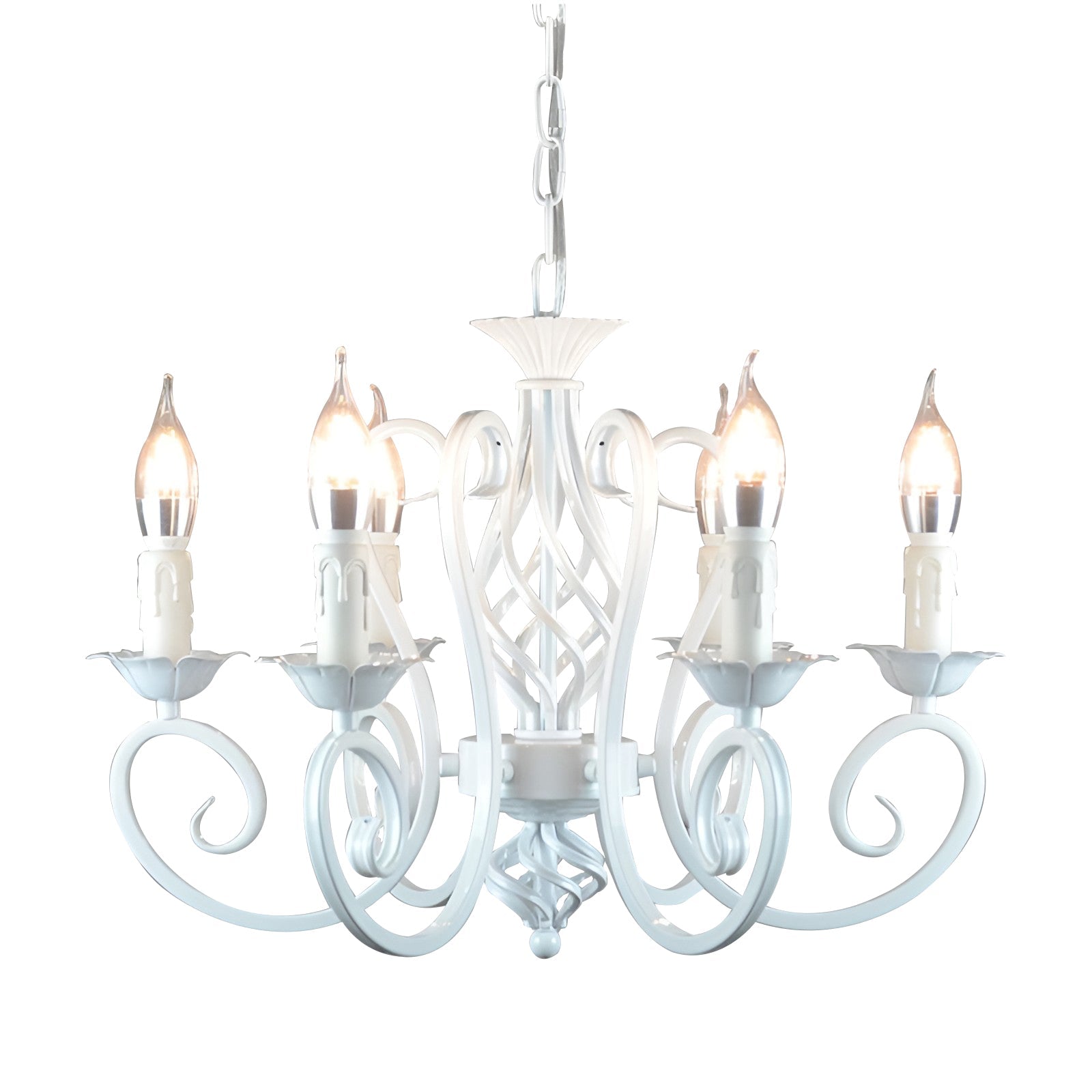Black Iron Farmhouse Chandelier 6-Light Candle Style Metal Fixture