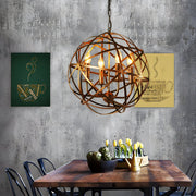 Spherical Iron Pendant Light Industrial Modern Chandelier