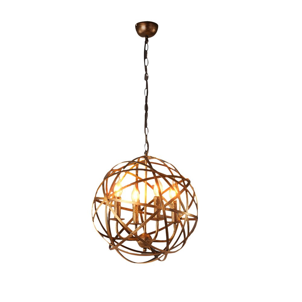 Spherical Iron Pendant Light Industrial Modern Chandelier
