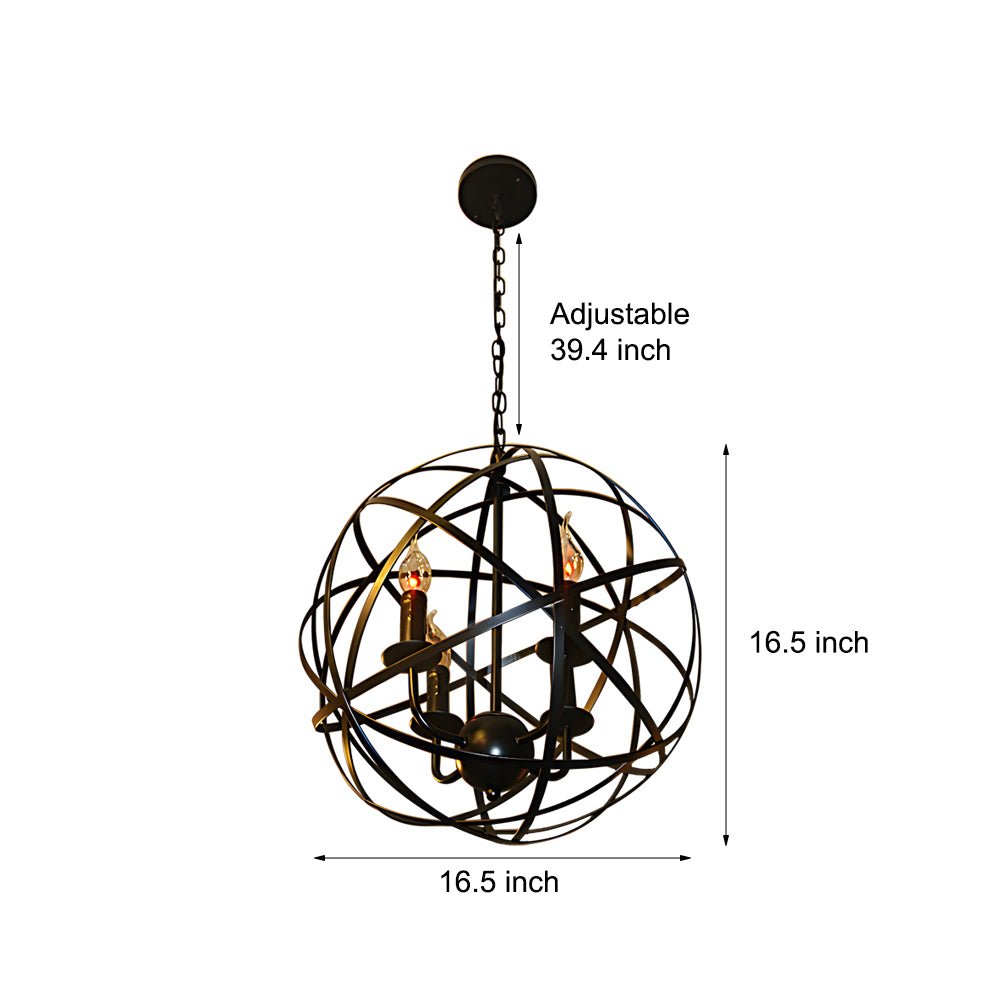 Spherical Iron Pendant Light Industrial Modern Chandelier