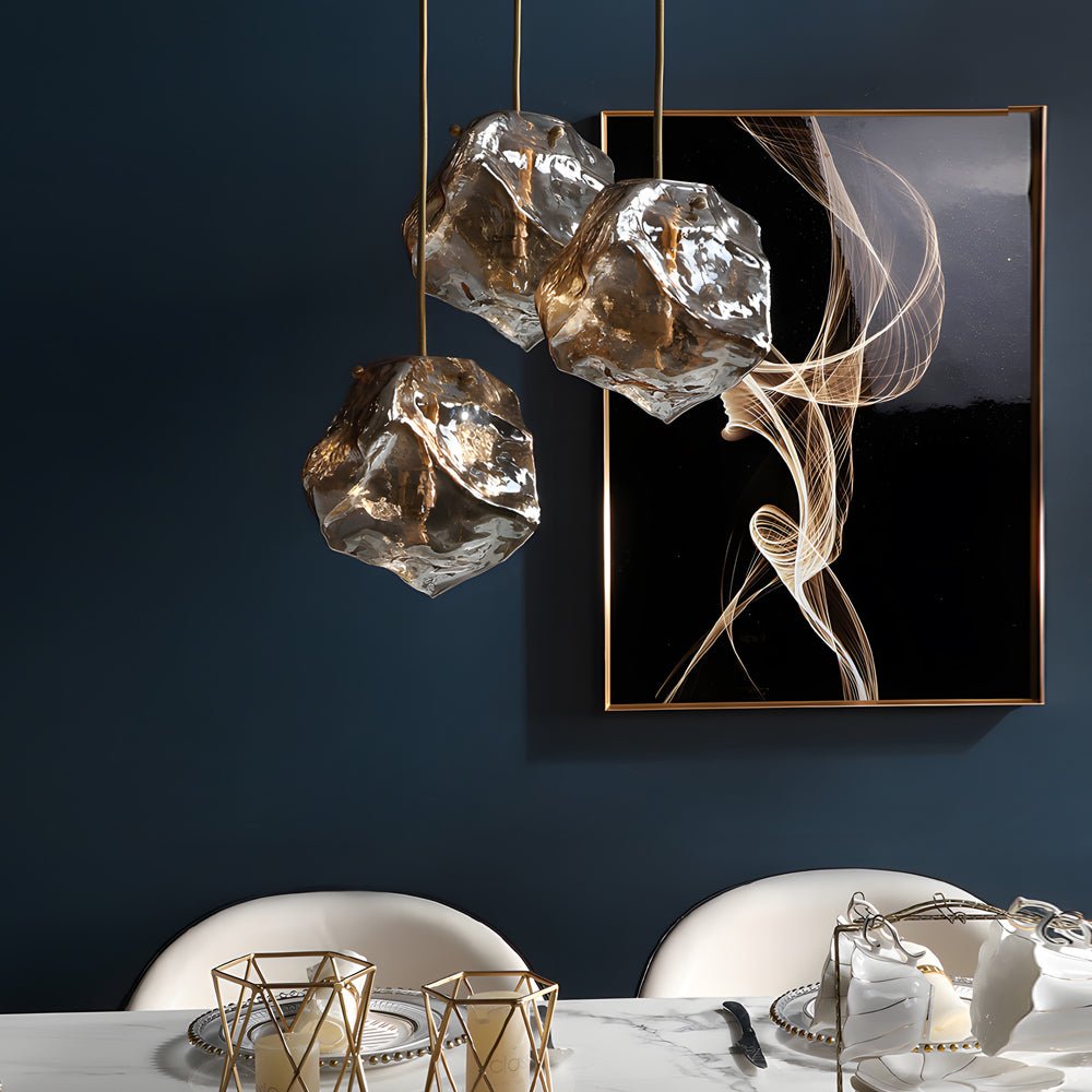 Lava Texture Glass Pendant Light Copper Post-Modern Chandelier